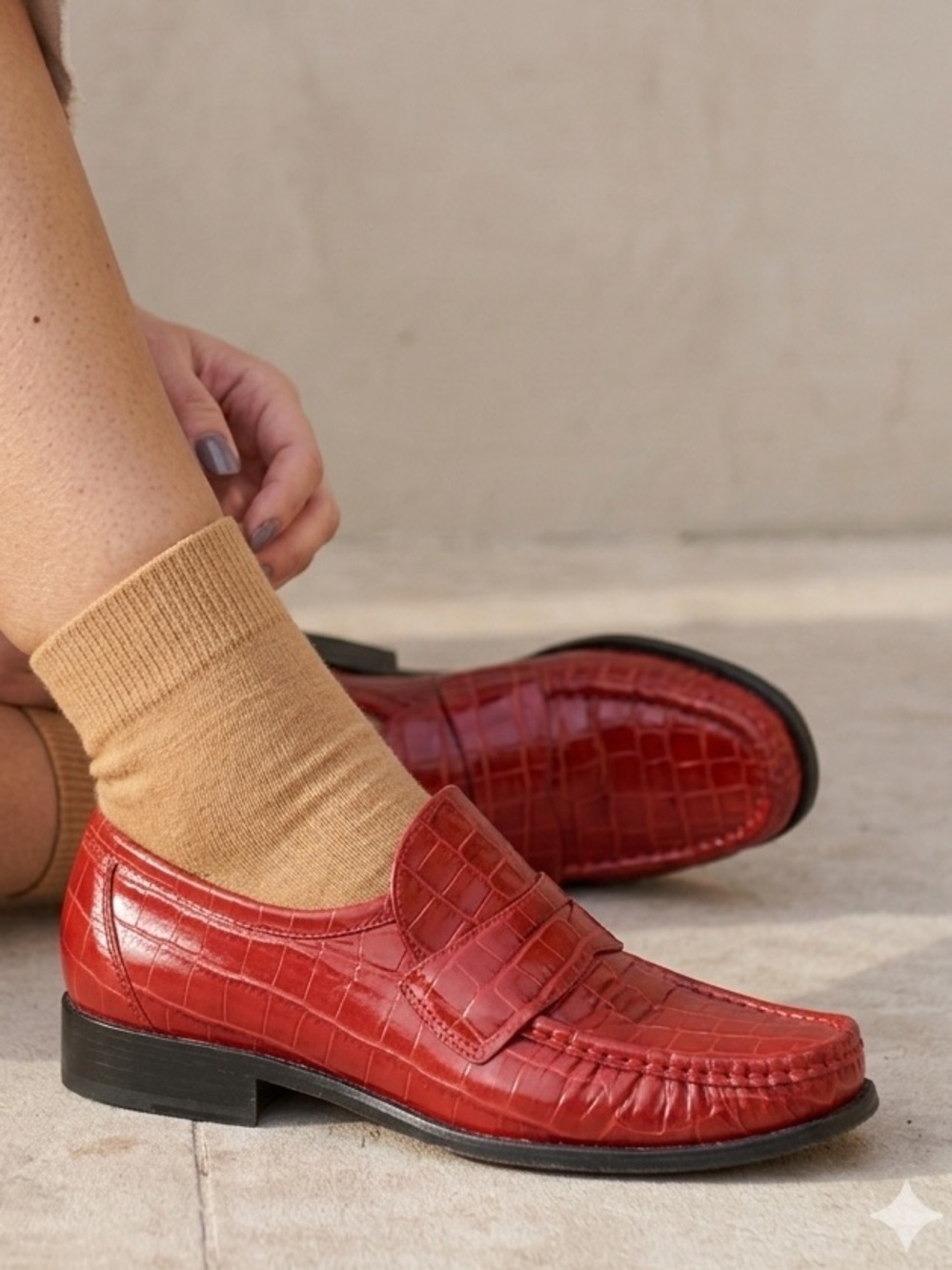 Vintage 90s Wannabe by Patrick Cox Red Croc Leather Loafers - 38.5 🇮🇹